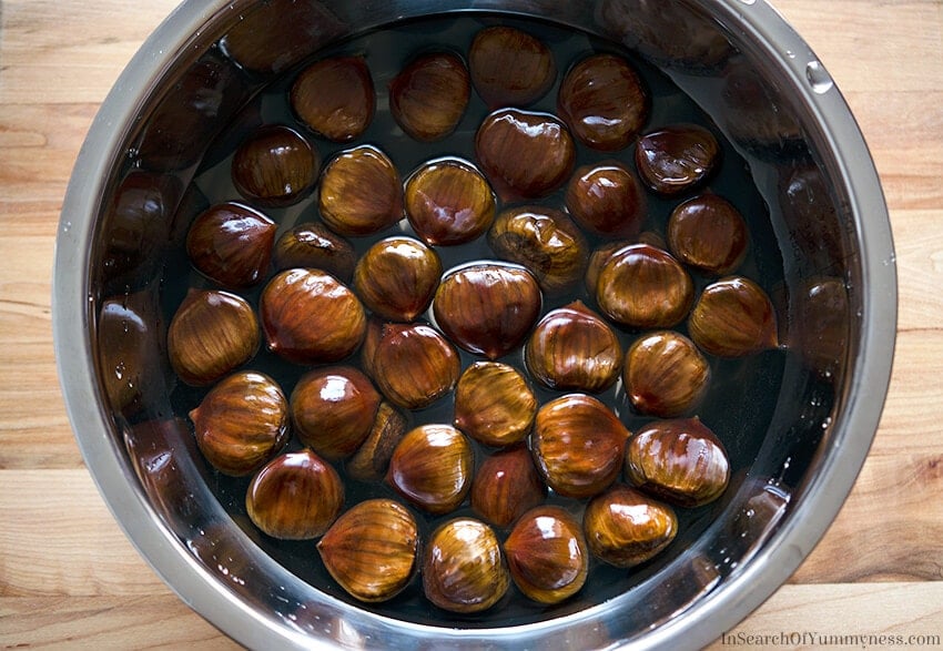 Chestnuts soaking in a bowl of water | InSearchOfYummyness