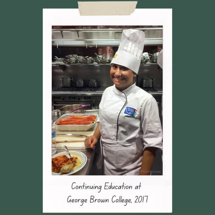 Shareba at a continuing education culinary arts course at George Brown College in Toronto.