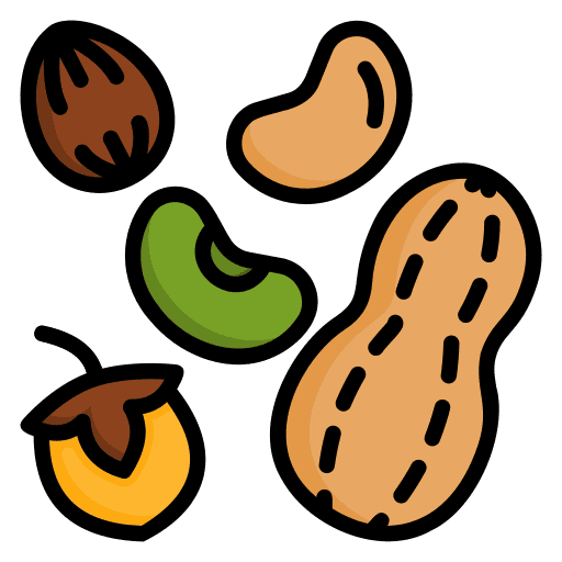 An illustration of various types of nuts.