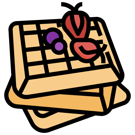 An illustration of a stack of waffles with berries on top.